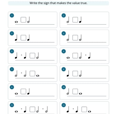 Music Note Value Math Worksheet 6