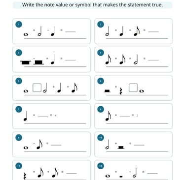 Music Note Value Math Worksheet 10
