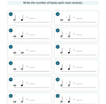 Music Note Value Math Worksheet 4