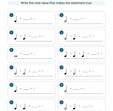 Music Note Value Math Worksheet 7