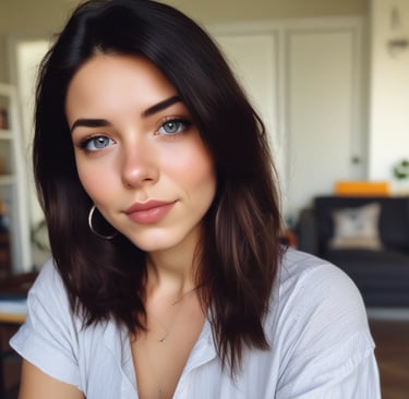 woman wearing black crew-neck shirt