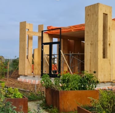 Montagem da estrutura em CLT no canteiro de obras na Holanda