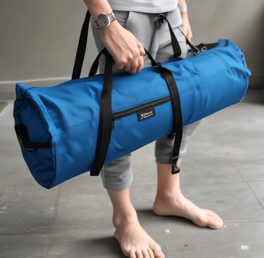 Close-up of skilled hands stitching a complex bag design with precision