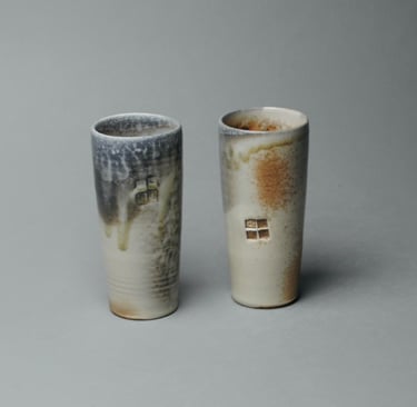 Set of two wood fired tumblers