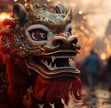 Dragón en un desfile del Año Nuevo chino durante las celebraciones del Festival de Primavera