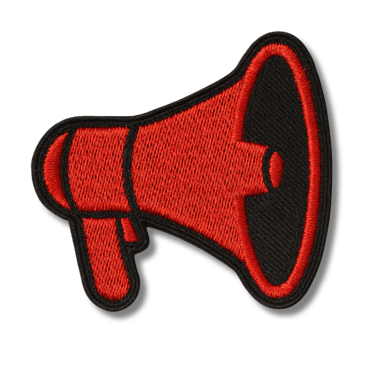 embroidered red megaphone