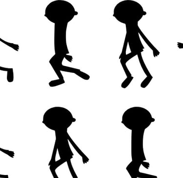 a person walking on a white background