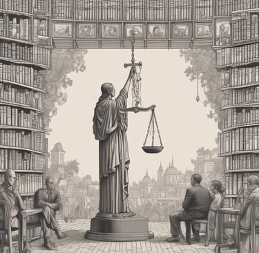 Elegant navy and gold-themed law office interior with Valdomiro Xavier de Santana consulting a client