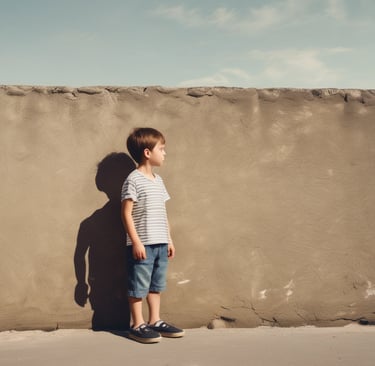 A playful child in colorful ethnic wear smiling outdoors on a bright day