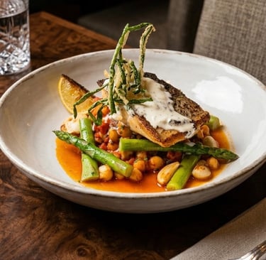 Healthy chickpeas stew with sea bass recipe 