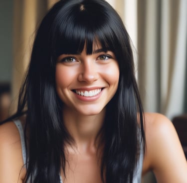 woman wearing black crew-neck shirt