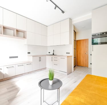 a living room with a couch and a table