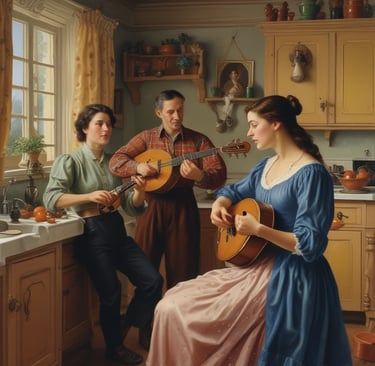 Close-up of hands skillfully strumming a traditional Celtic harp under warm lighting.