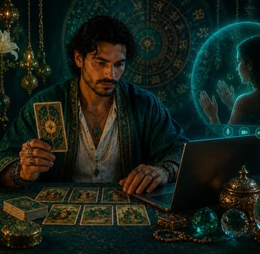 Consulta cartomante online realizada ao vivo por ligação de WhatsApp com tarot e baralho cigano