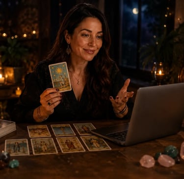 Cartas de tarot abertas sob a luz de vela em guia sobre consultor de tarot online 24 horas