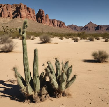 Close-up of a vibrant faux plant arrangement brightening a modern office desk.