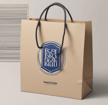 A vibrant display of custom corporate gifts including branded mugs and notebooks on a wooden table