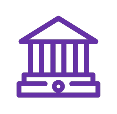 a purple building with a purple building with a building in the background