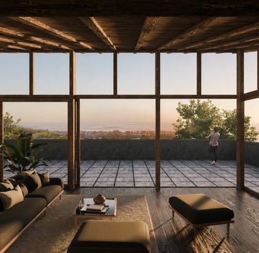 Perspective 3D intérieur d'une maison individuelle à Saint-Leu, La Réunion