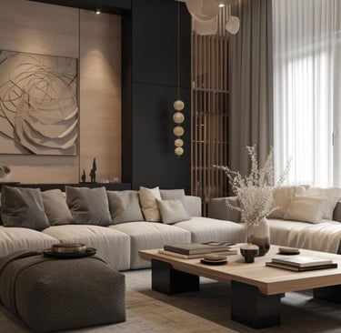 Şık aydınlatma detaylarıyla tamamlanan salon tasarımı