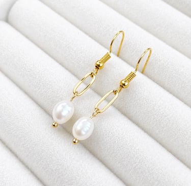 drop earrings with natural white freshwater pearls