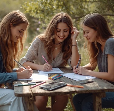 Kopīgi brīži zīmējot. Normalizējas neironu procesi, izdalās oksitocīns, laimes hormons. Patīkami
