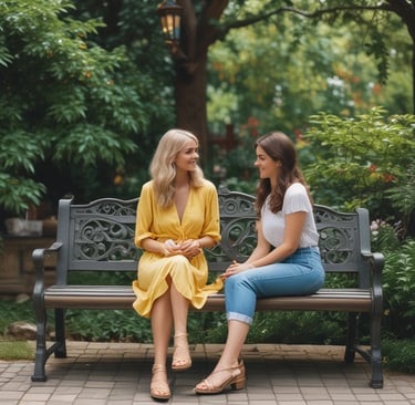 Side view of a woman wearing stylish handmade shoes in lilac and black tones, walking on cobblestones