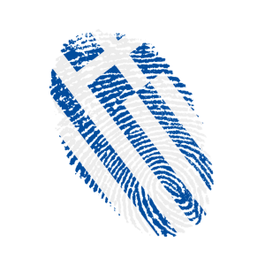 Griechische Flagge als Fingerabdruck