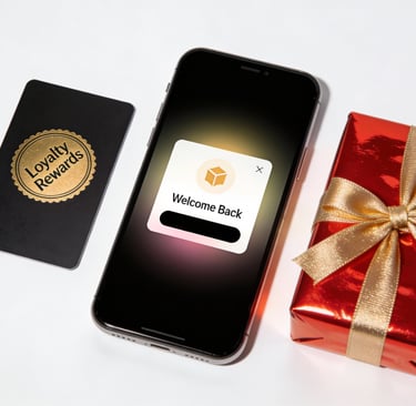 Boxing Day customer retention concept with loyalty card and welcome back notification