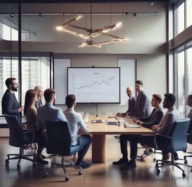 Professional entrepreneurs presenting growth strategy and investment opportunity to venture capital 