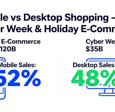Mobile vs desktop shopping comparison showing 52% mobile sales during Cyber Week