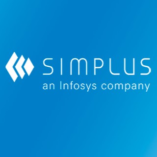 Simplus, an Infosys company logo in white text on blue.