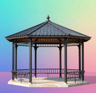 Camlı kamelya structure with sleek metal framing in an outdoor setting.