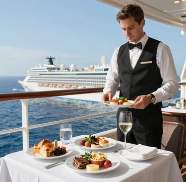 A butler in crisp uniform attending to guests with discreet, attentive service.
