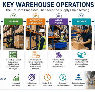 Infographic showing key warehouse operations