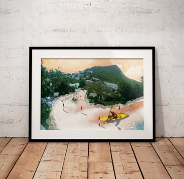 Framed print of kayaks paddling through Almond Grove