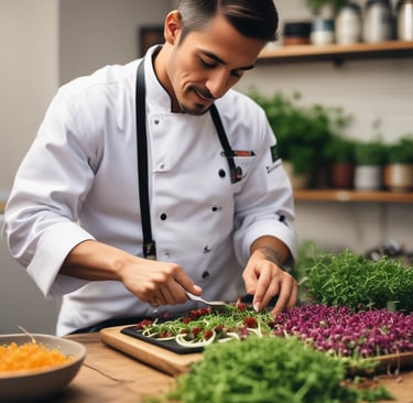 Close-up of vibrant green radish microgreens fresh on a wooden tray.