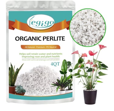 Horticultural grade perlite added to indoor plant soil mix for improved drainage and aeration