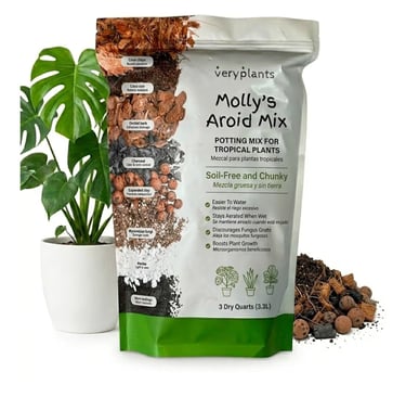 Molly’s aroid mix soil blend for indoor plants with chunky ingredients for drainage and airflow