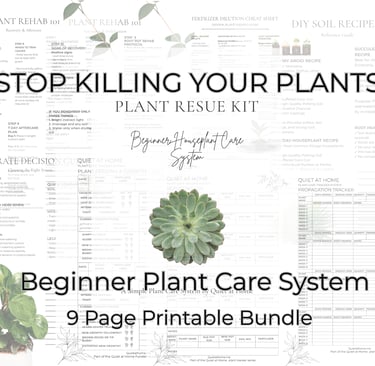 Plant care printable bundle with trackers and guides for indoor plant care organization