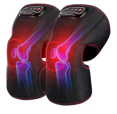 Close-up of Quinear heated knee massager designed for knee pain and joint comfort.