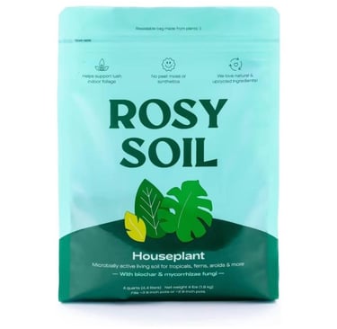 Rosy Soil houseplant mix balanced indoor potting soil with coco coir, perlite, and organic nutrients