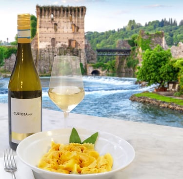 Tortelli di Valeggio con Castello Scaligero sullo sfondo