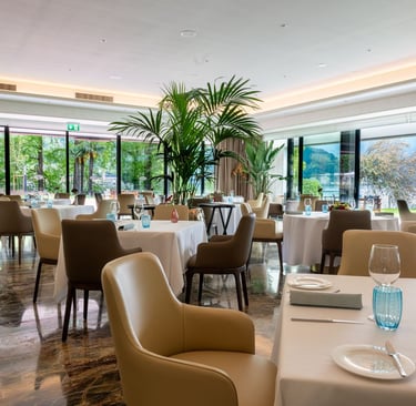 Sala ristorante de La Romantica Boutique Hotel di Melide.