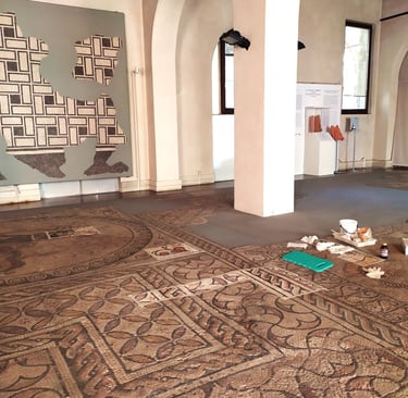 Restauro del mosaico romano di piazza Biade al Museo Naturalistico Archeologico di Vicenza.