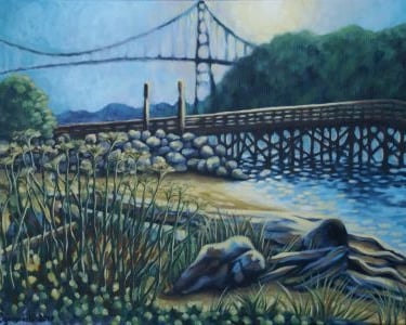 art, oil painting, Ambleside Beach, abstract realism