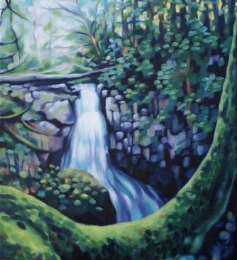 art, oil painting, abstract realism, Cypress Falls
