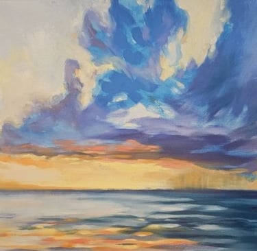 art, oil painting on canvas, abstract realism, expressive stormy seaside painting