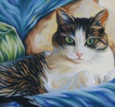 art, oil painting, cat