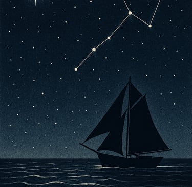 Image of a ship under a starry sky, suggesting the idea of navigation and clarity.